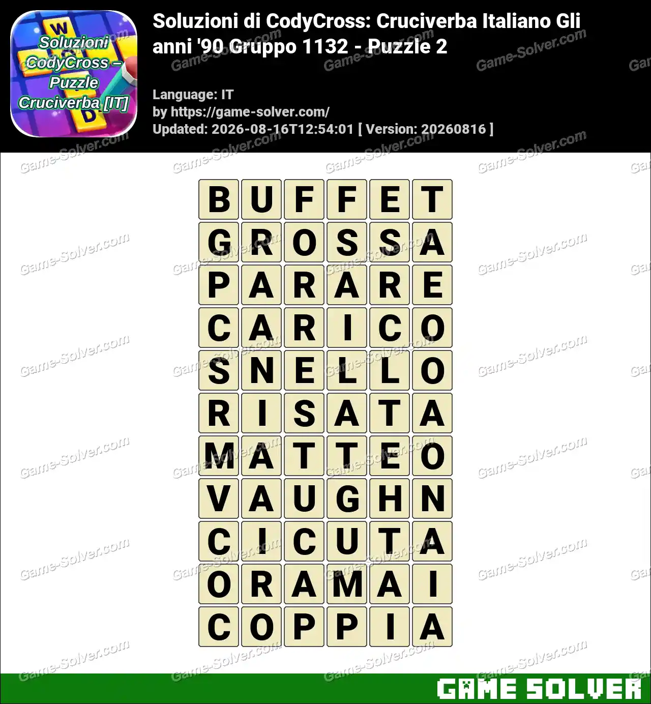 Soluzioni di CodyCross: Cruciverba Italiano Gli anni ’90 Gruppo 1132 – Puzzle 2